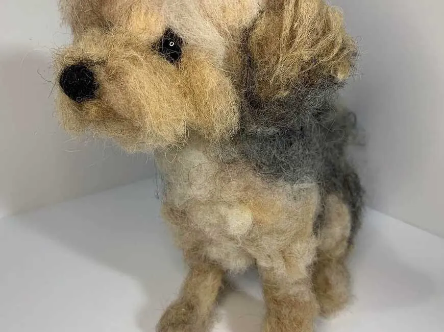 Bespoke needle-felted dog pet portrait
